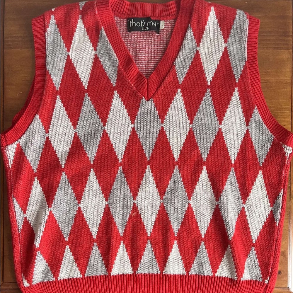Red sweater vest